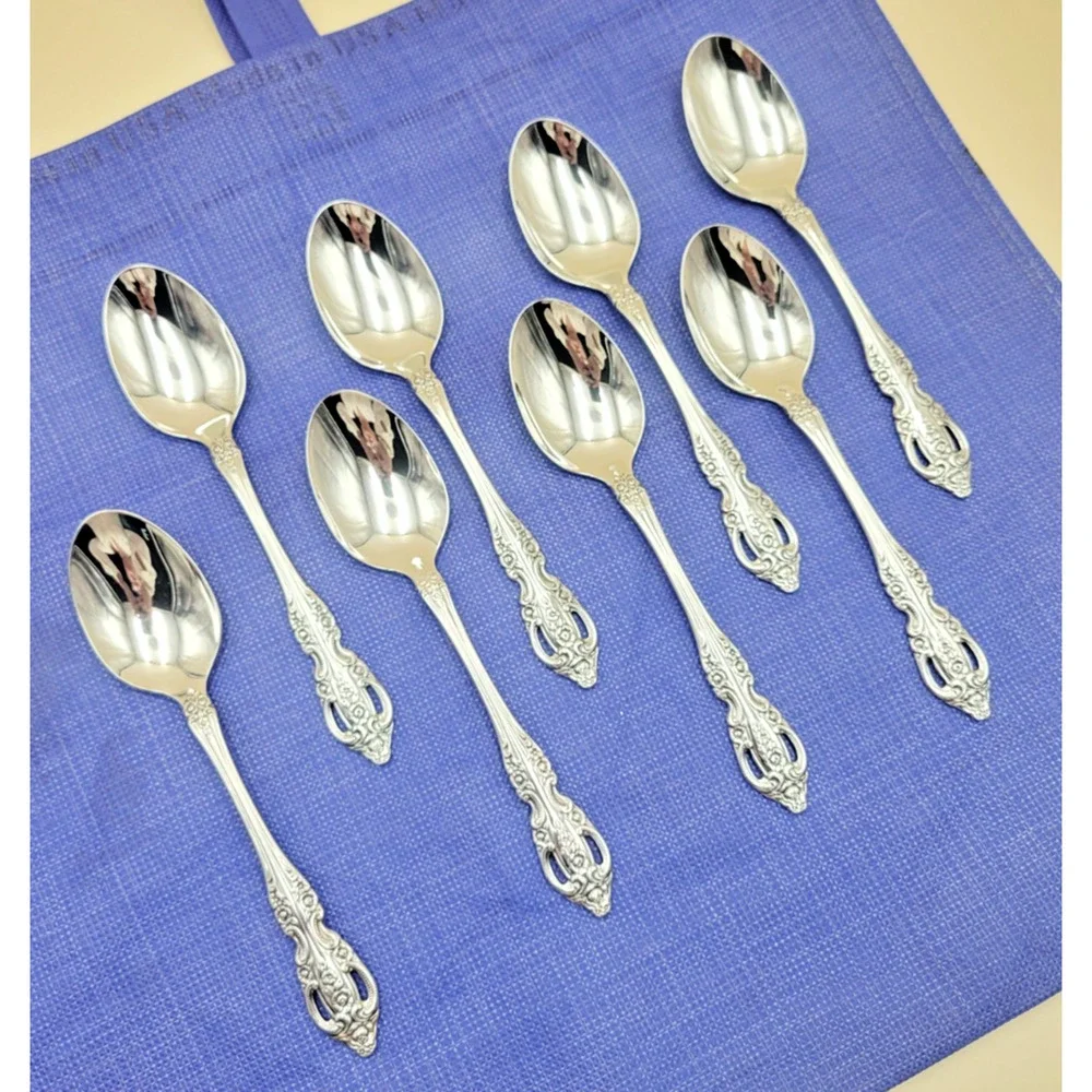 Oneida Pembrooke Renoir Set of 8 Oval Spoons Stainless Flatware